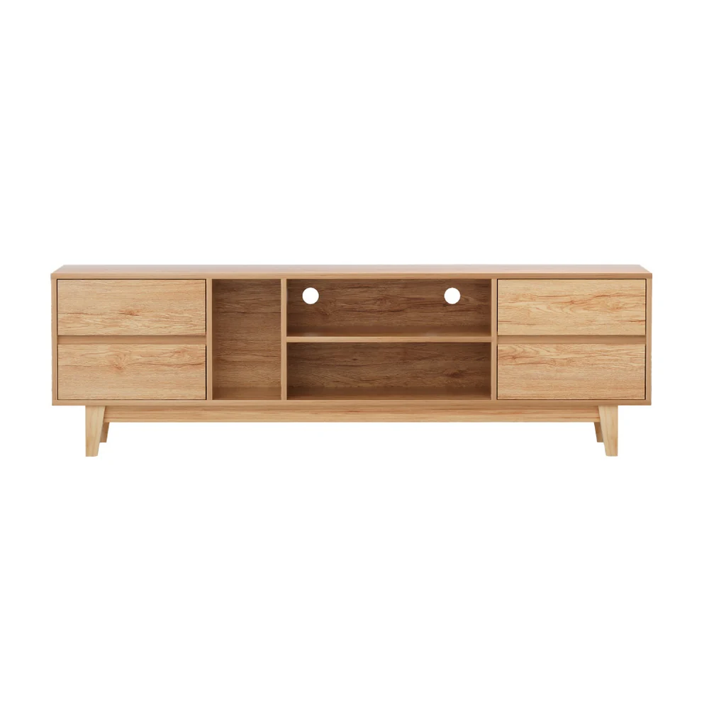Inez 180cm Entertainment Unit Stand TV Cabinet Storage Drawer Shelf - Wood - Nurns