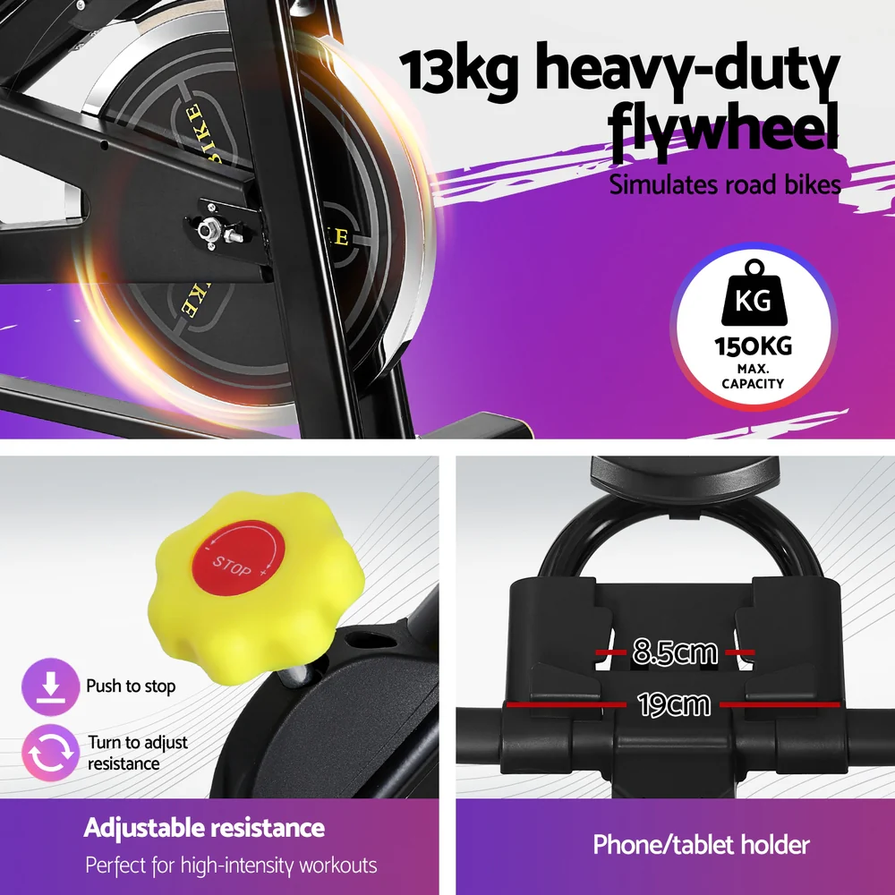 Everfit Spin Bike Exercise Bike Cardio Gym Bluetooth APP Connectable - Nurns