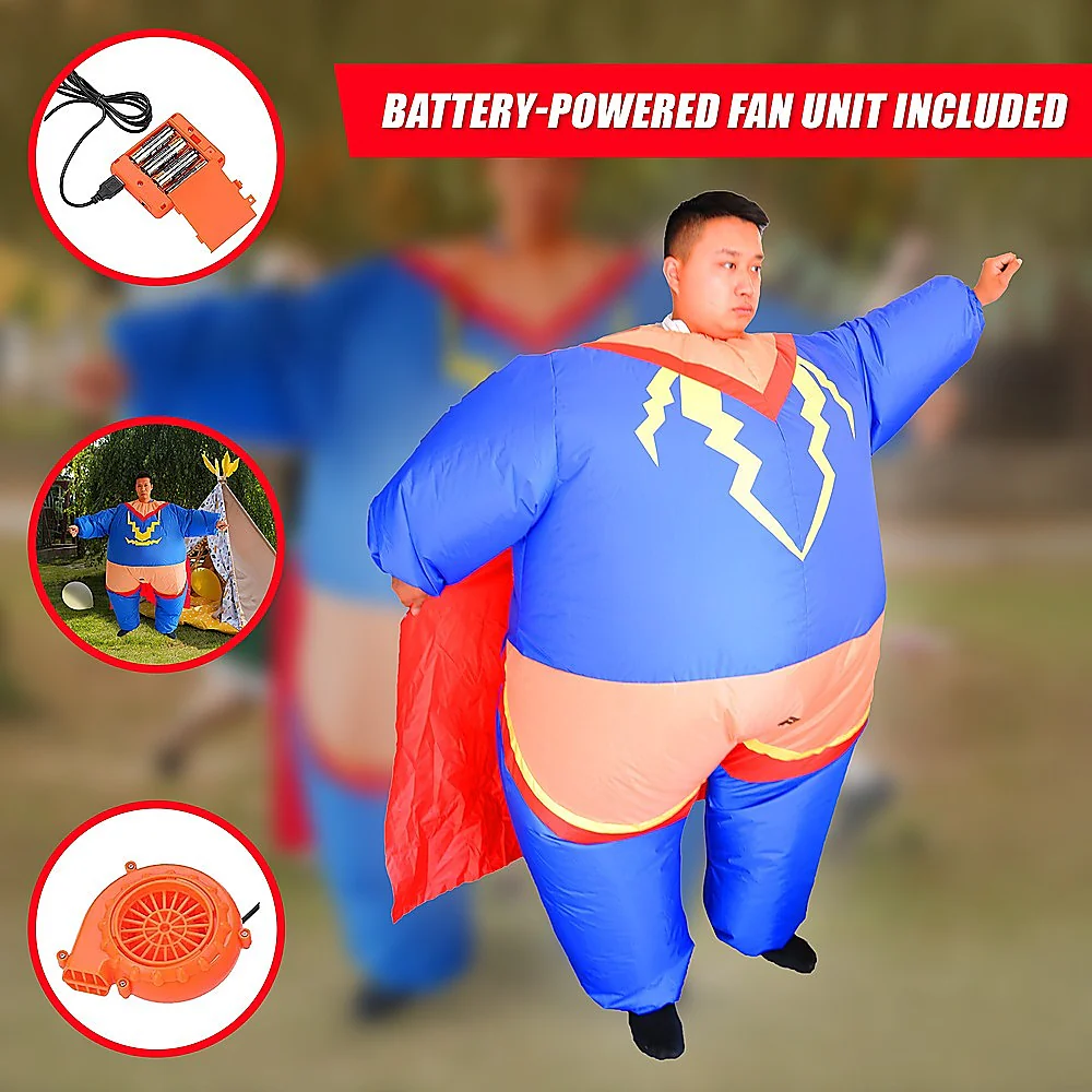 Super Hero Fancy Dress Inflatable Suit - Fan Operated Costume - Nurns