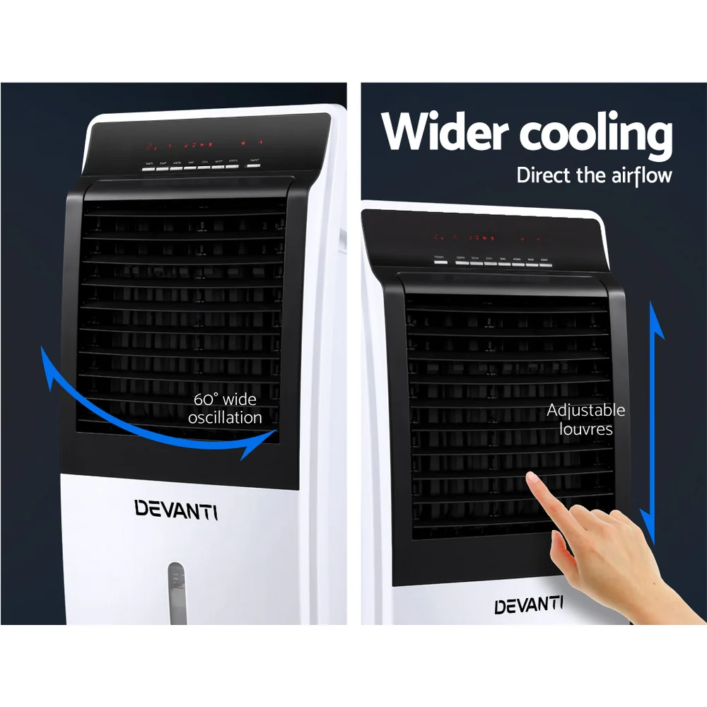 Evaporative Air Cooler Potable Fan Cooling Remote Control LED Display - Nurns
