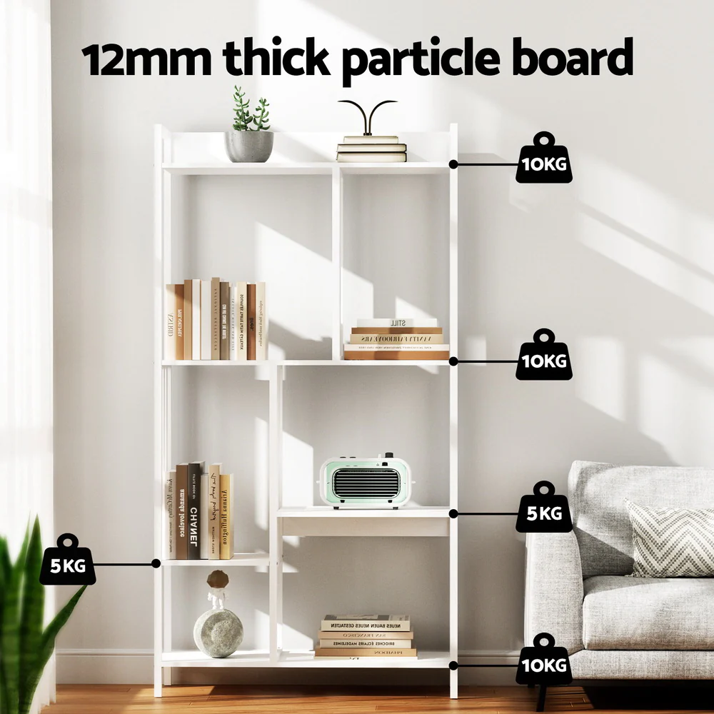 Artiss Bookshelf Display Shelves 5 Tiers 120cm White - Nurns