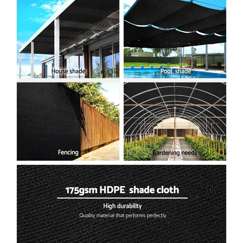 Instahut 70% Shade Cloth 3.66x30m Shade cloth Sail Heavy Duty Black - Nurns