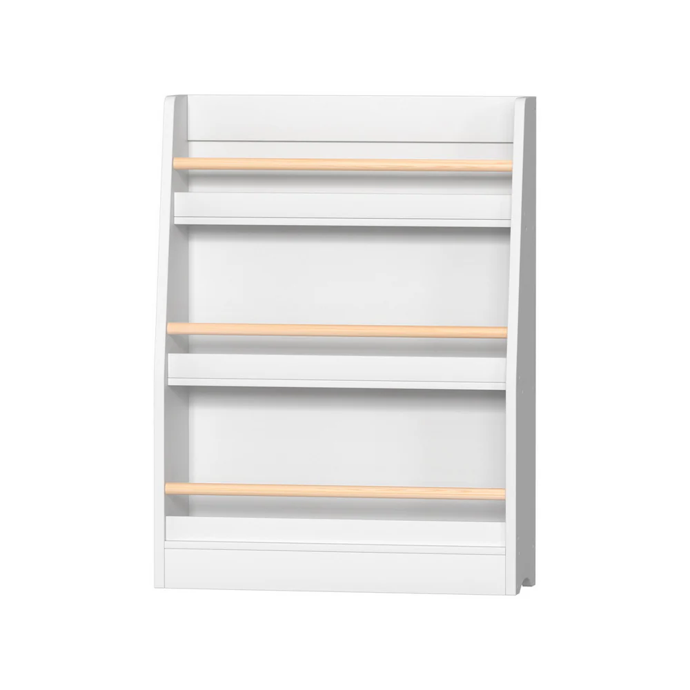 Kids Bookshelf 3-Tier Storage Children Bookcase Organiser Display Shelf - White - Nurns