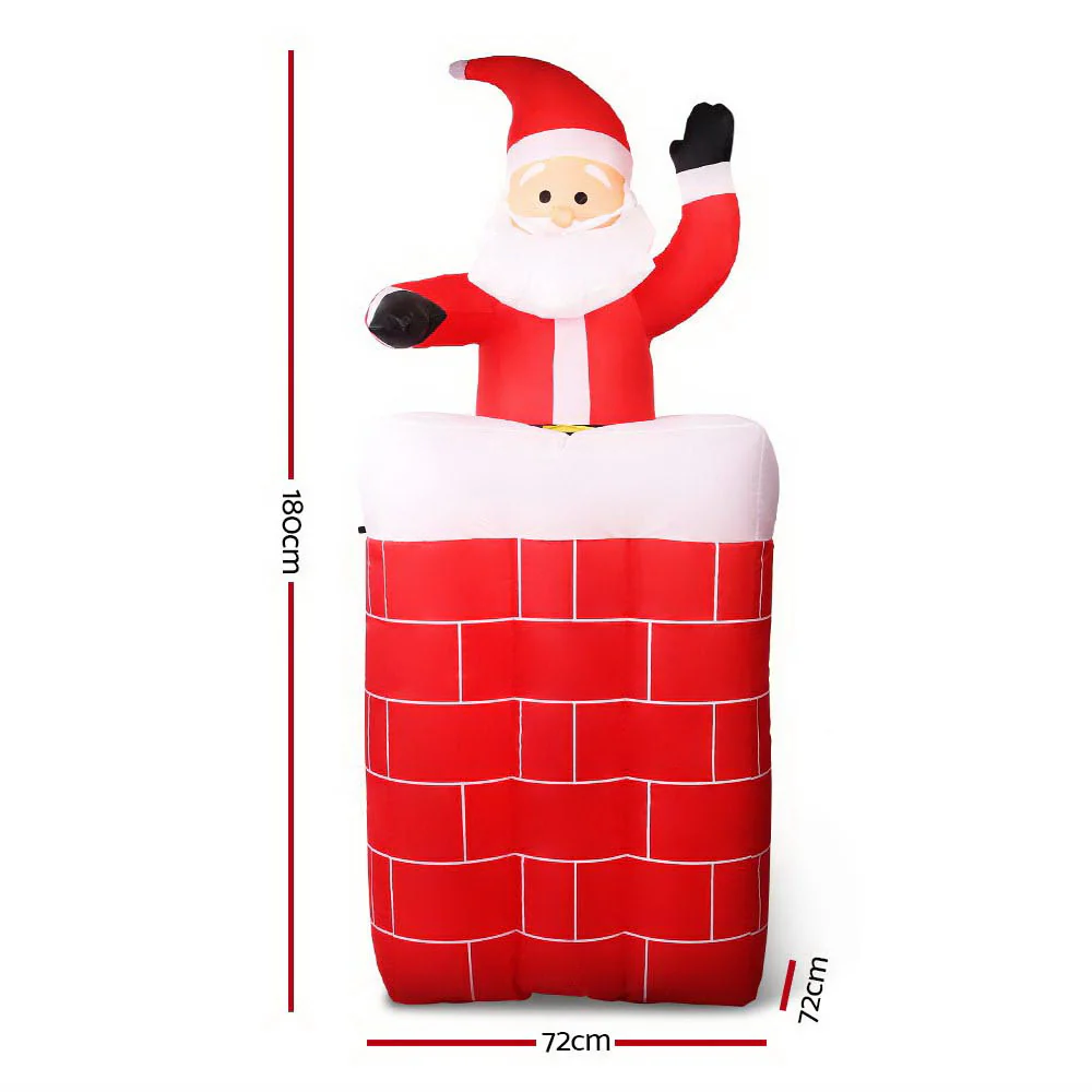 Santa Pop-Up Christmas Inflatable Illuminated Xmas Decorations - 1.8M - Nurns