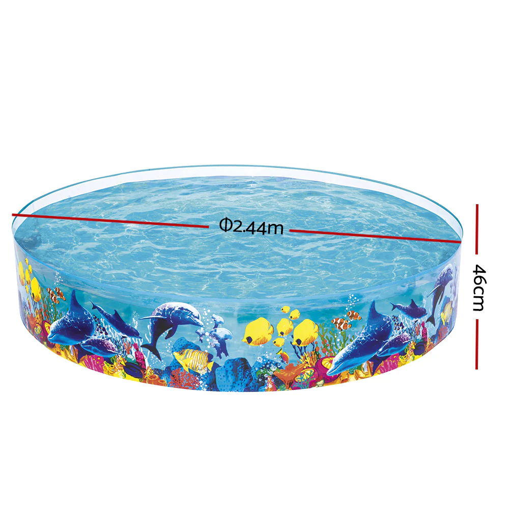 Bestway Kids Pool 244x46cm Round Above Ground Rigid Swimming Pools Undersea 2074L - Nurns