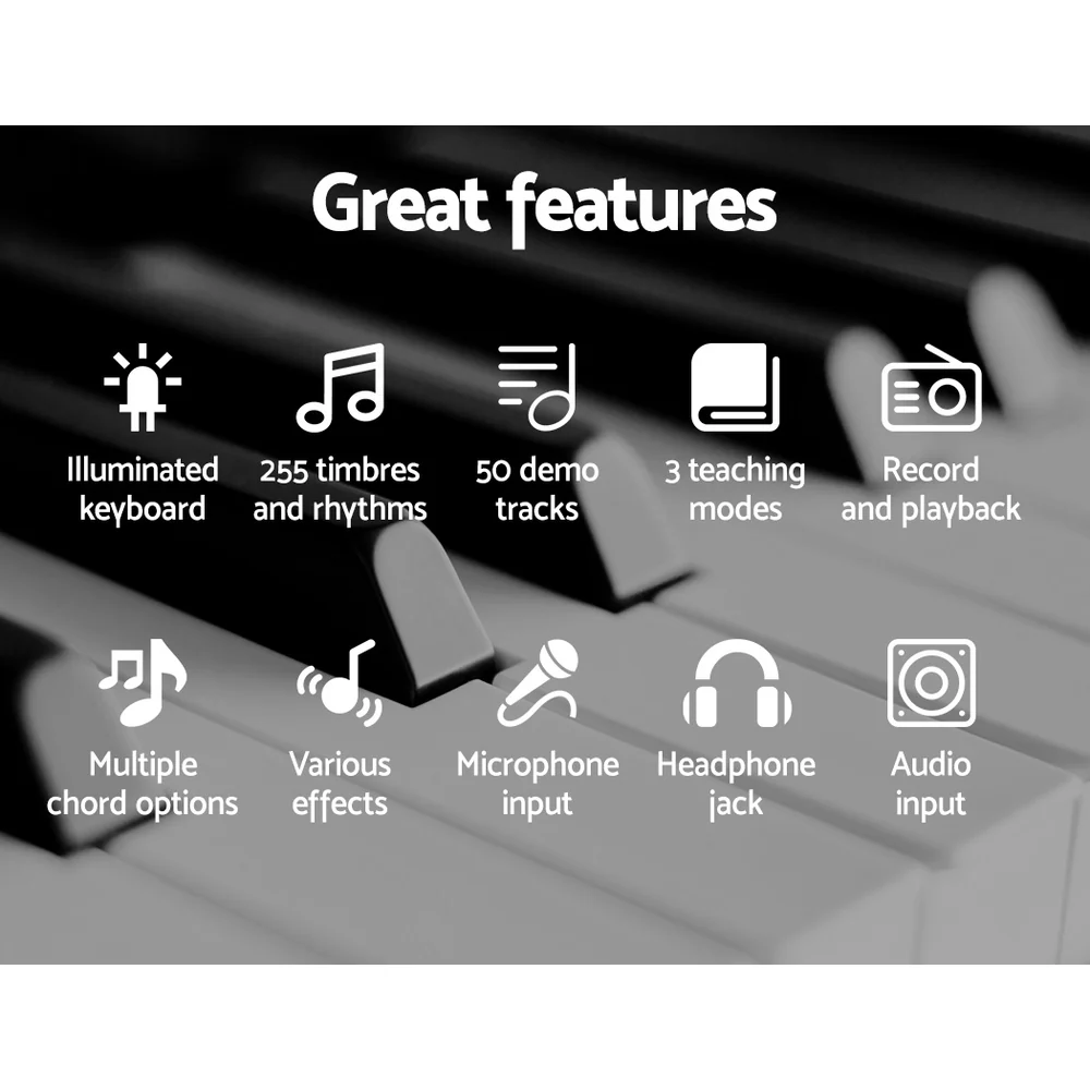 Alpha 61 Keys Electronic Piano Keyboard Digital Electric w/ Stand Stool Pink - Nurns