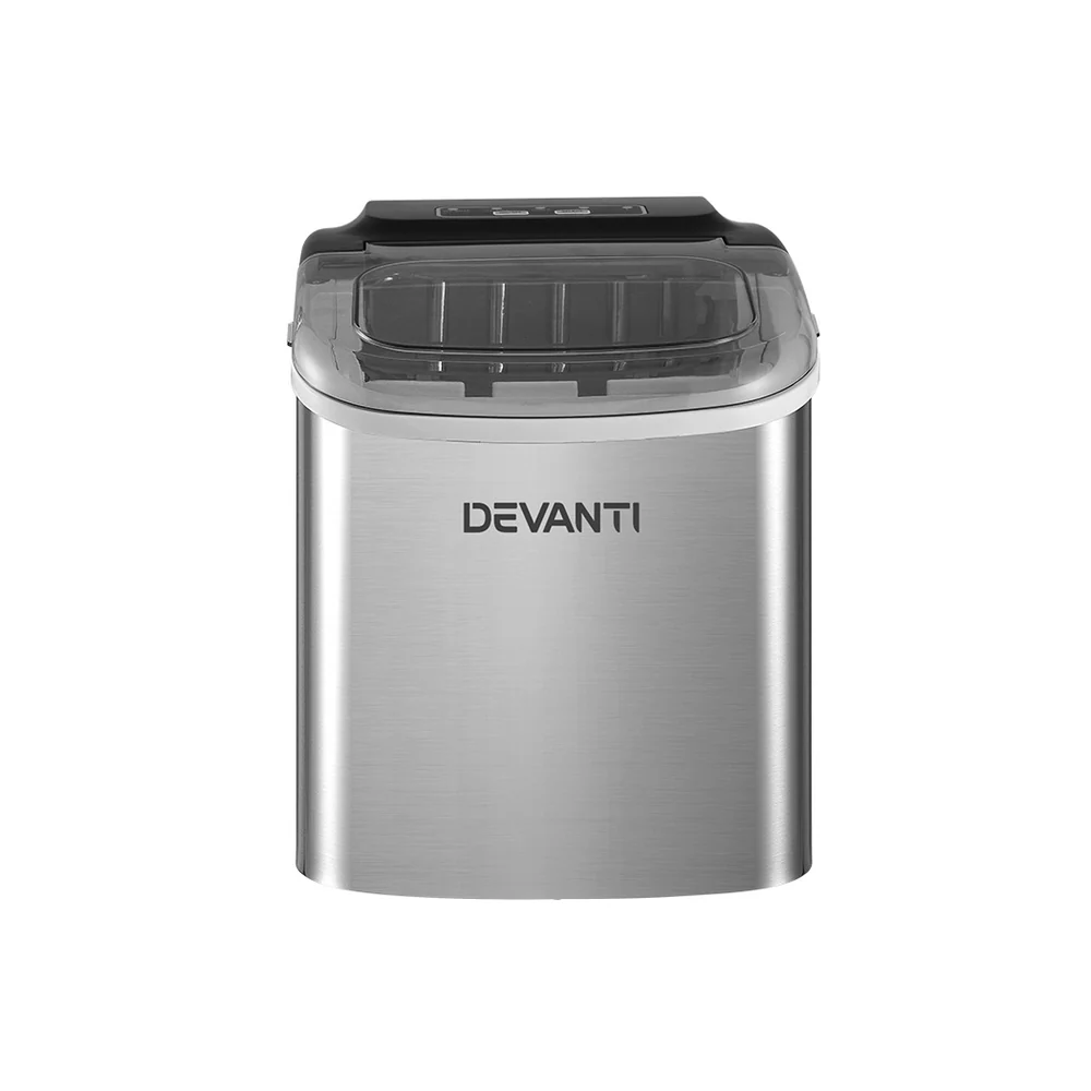 Devanti 12kg Ice Maker Machine with Self Cleaning Silver - Nurns