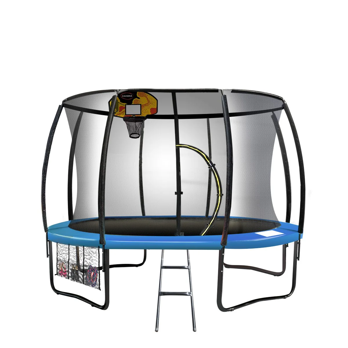 Kahuna Trampoline for Kids 12FT Outdoor Children with Safety Enclosure Pad Mat Ladder Basketball Hoop Set - Blue - Nurns