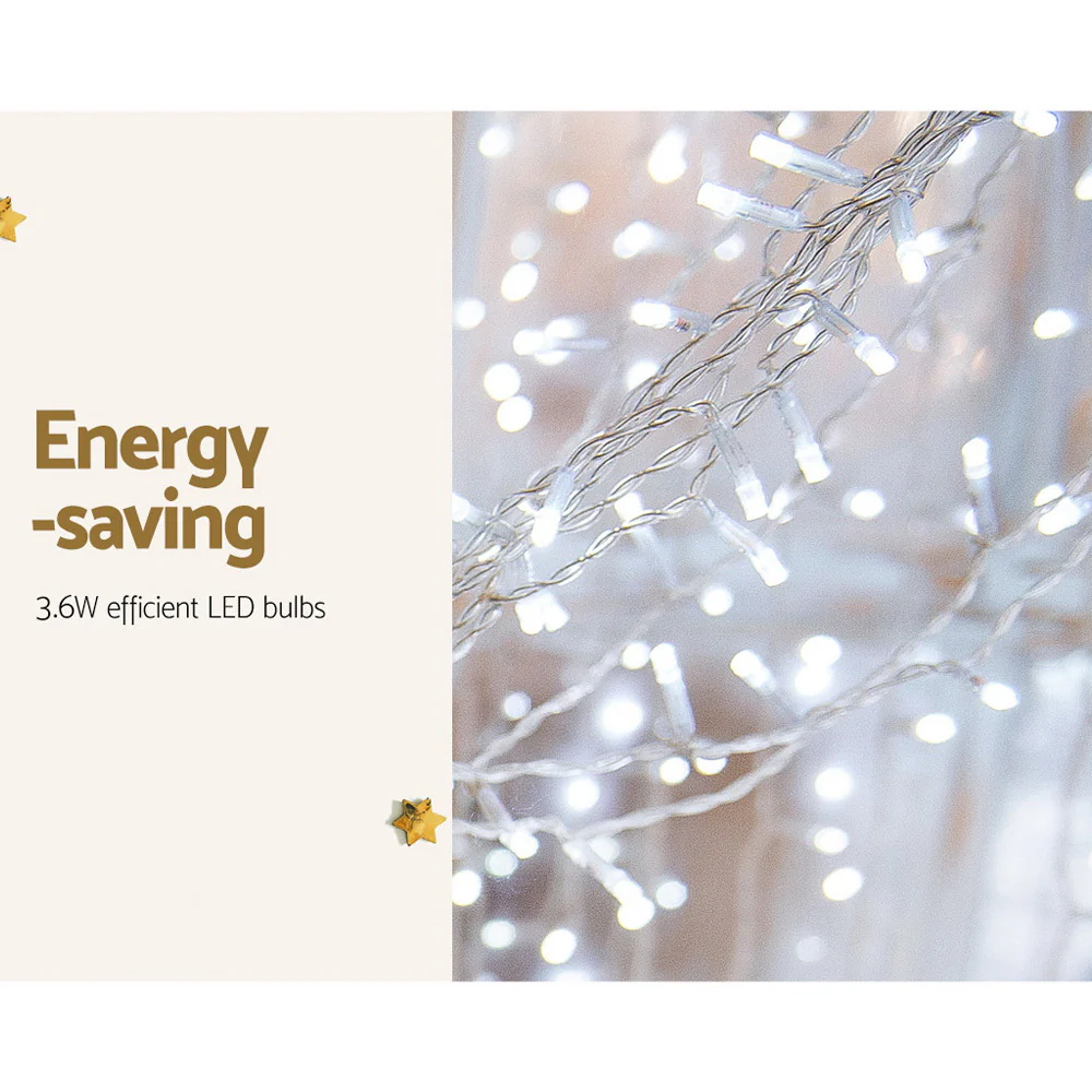 6X3M Christmas Lights Curtain Light 600 LED - Cool White - Nurns