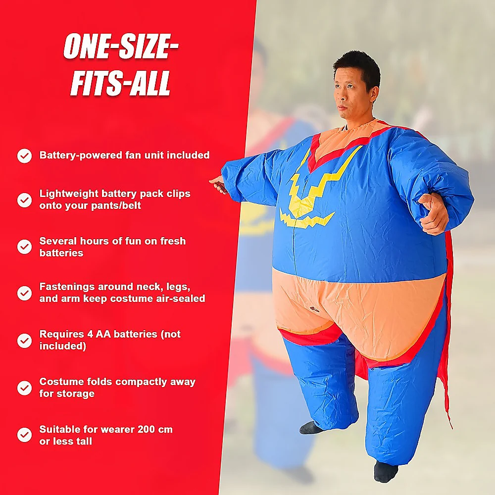 Super Hero Fancy Dress Inflatable Suit - Fan Operated Costume - Nurns