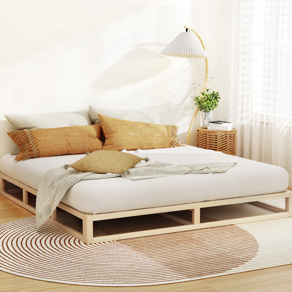 Malta Bed Frame Wooden Base Platform - Pine King - Nurns