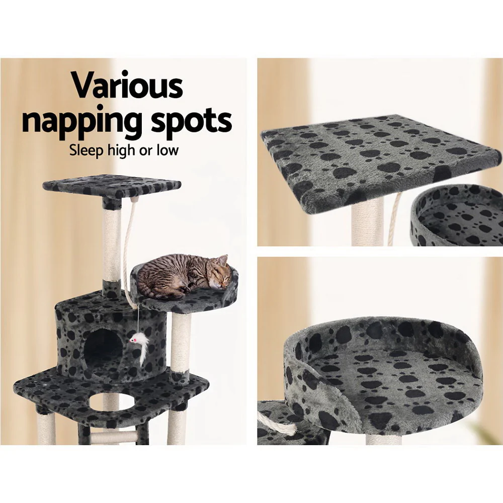 Cat Tree 120cm Trees Scratching Post Scratcher Tower Condo House Furniture 120cm - Dark Grey - Nurns
