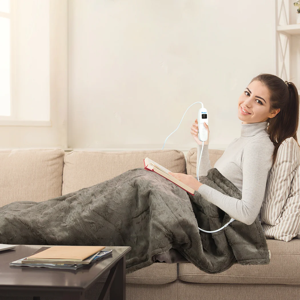 Wilbur Electric Soft Blanket Heated Timer Bedding Washable Warm Winter Plush - Brown - Nurns