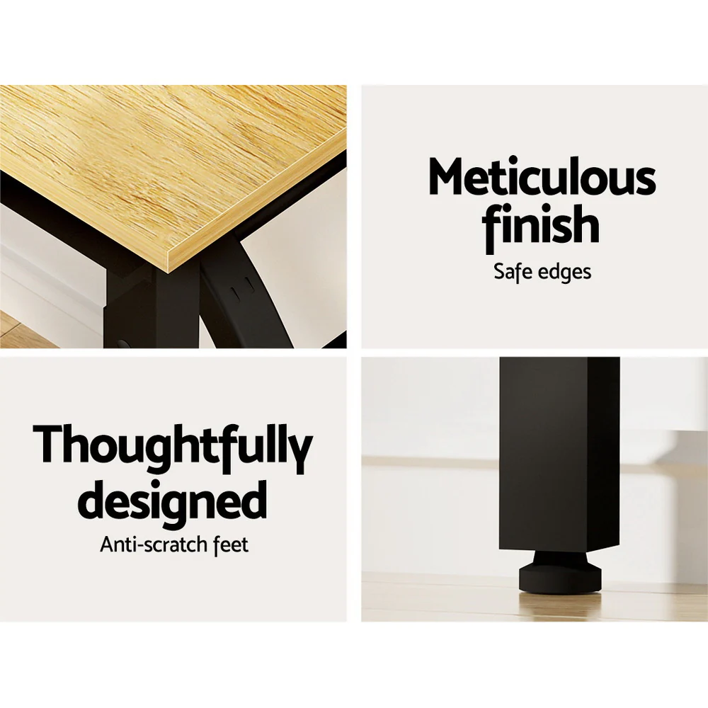 Artiss Computer Desk Laptop Table Bookshelf Desk Storage Rack Office Study Oak - Nurns