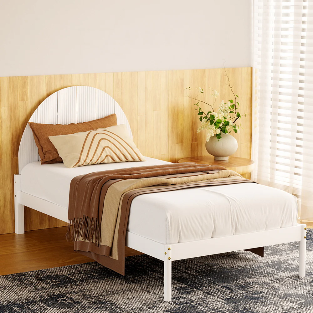Danice Bed Frame Wooden - White Single - Nurns
