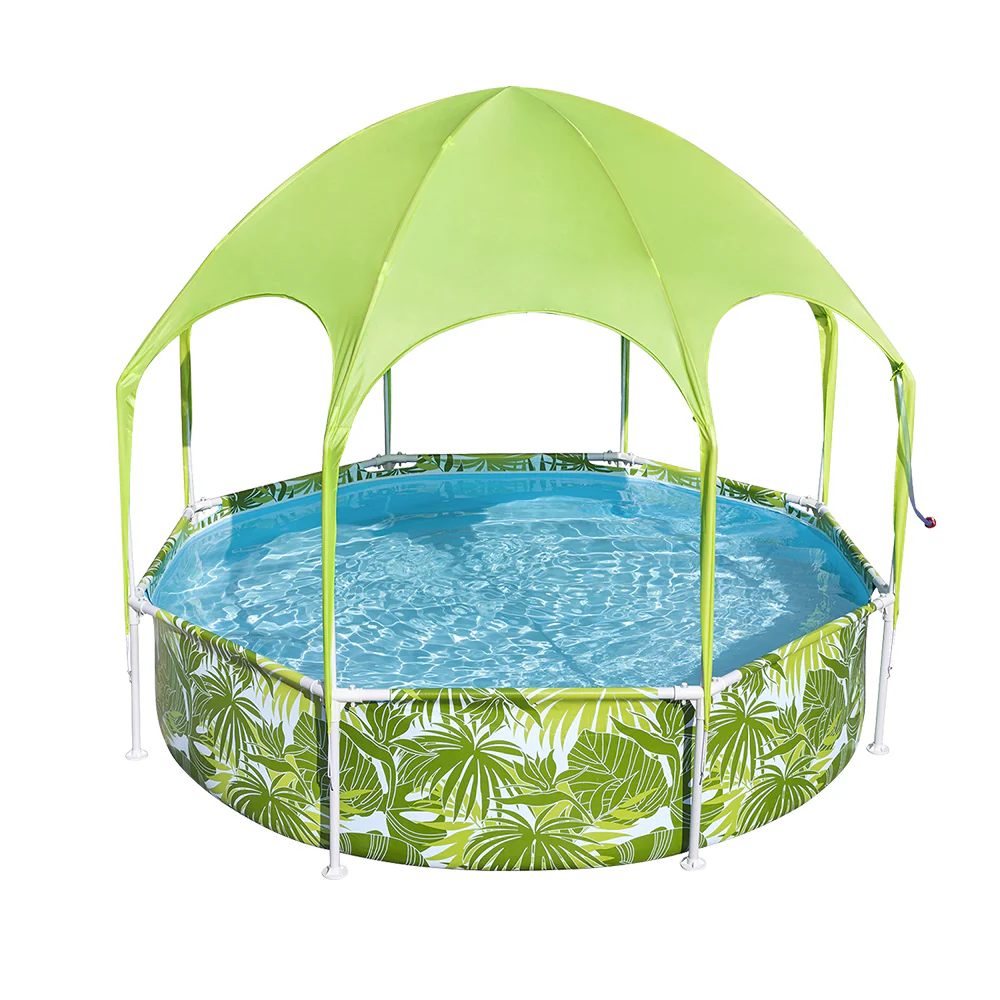 Bestway Kids Pool 244x51cm Steel Frame Swimming Play Pools Canopy 1688L - Nurns