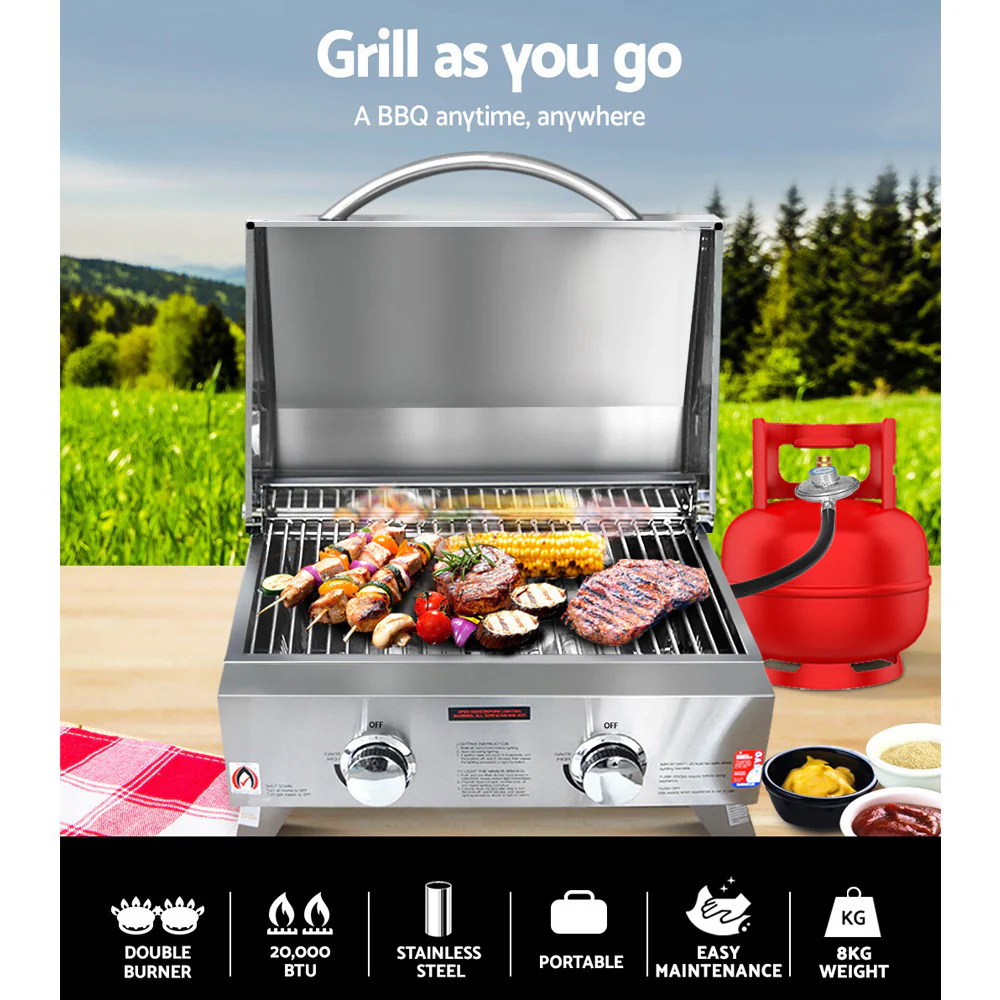 Portable 2 Burner Gas BBQ - Nurns