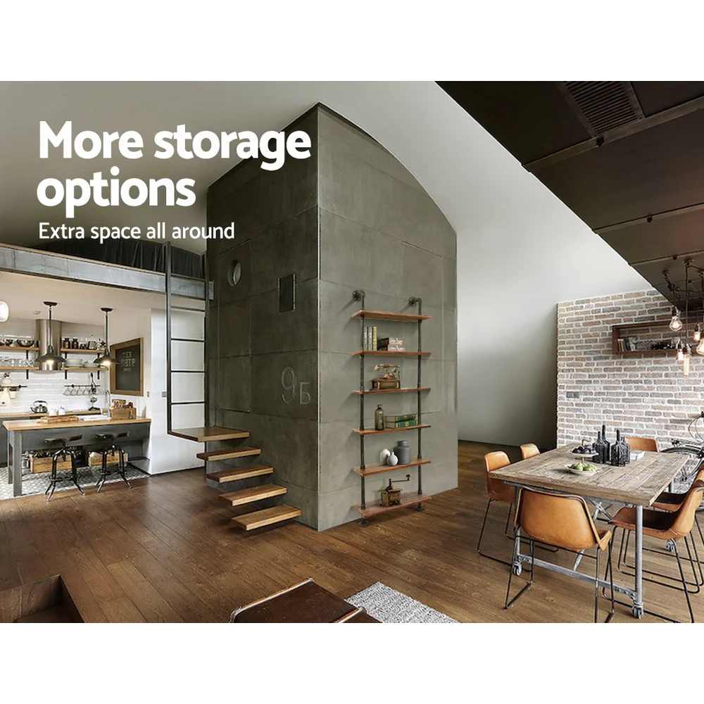 Artiss Floating DIY Pipe Shelf 6 Tiers - Ida - Nurns