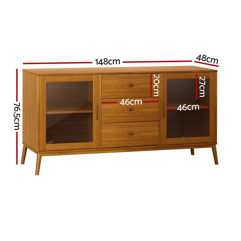 Stephen Buffet Sideboard Glass Doors - Oak - Nurns