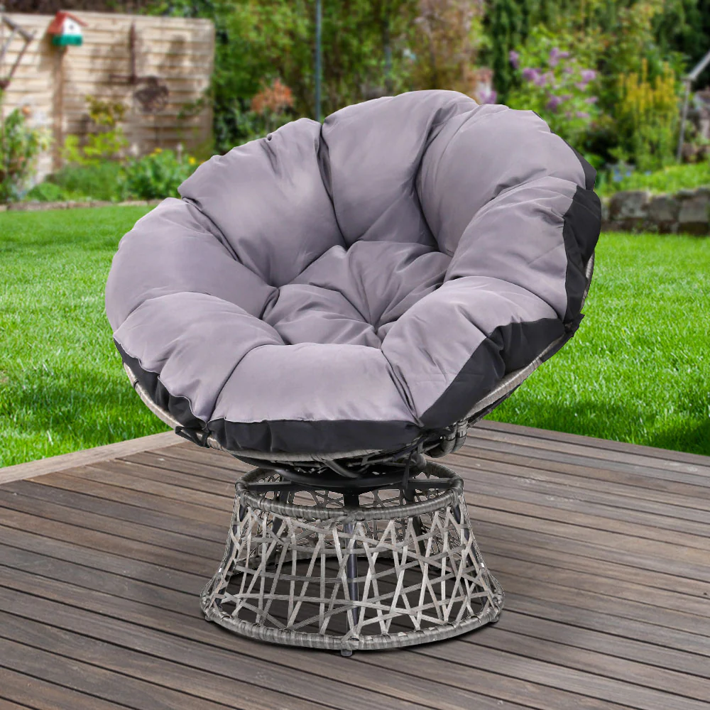 Outdoor Chairs Outdoor Furniture Papasan Chair Wicker Patio Garden - Grey - Nurns