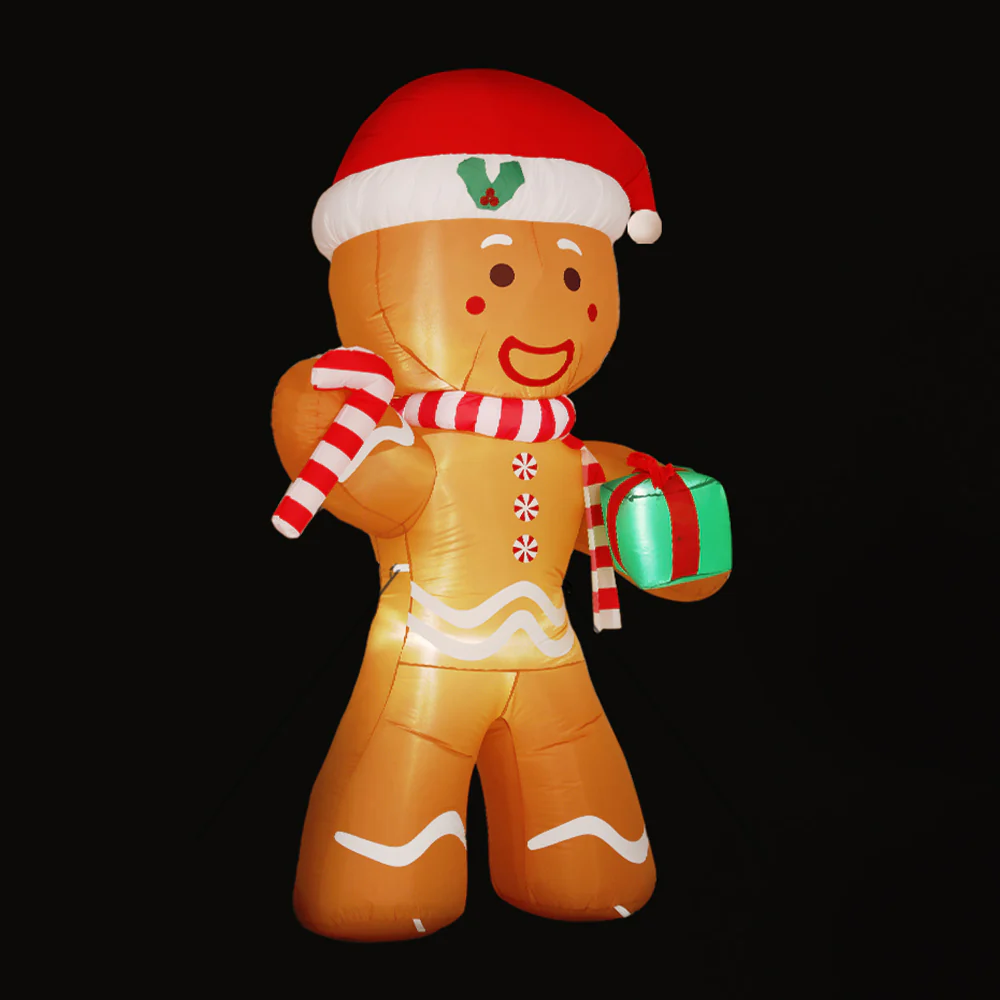 Gingerbread Christmas Inflatable Illuminated Xmas Decorations - 2.4M - Nurns