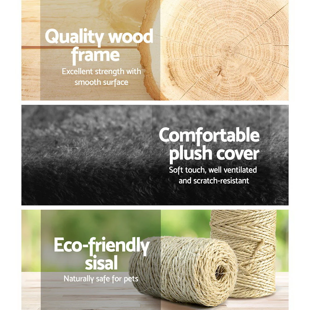 Cat Tree 193cm Trees Scratching Post Scratcher Tower Condo House Furniture Wood - Dark Grey - Nurns