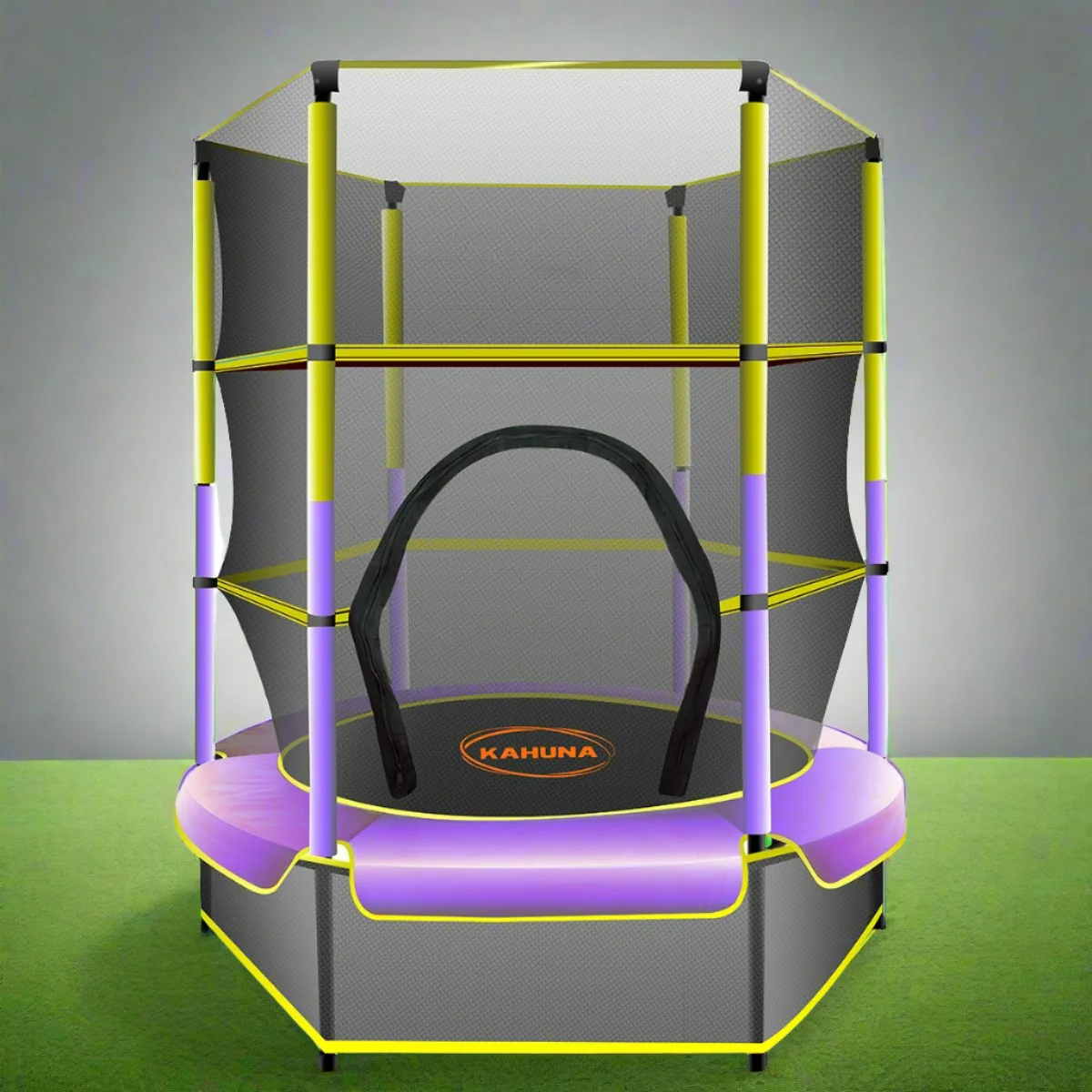Kahuna Trampoline 4.5FT Round Free Safety Net Spring Pad Cover Mat Outdoor Yellow Purple - Nurns