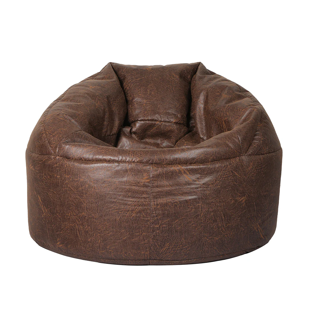 Bean Bag Chair Cover PU Indoor Home Game Lounger Seat Lazy Sofa Large - Brown - Nurns