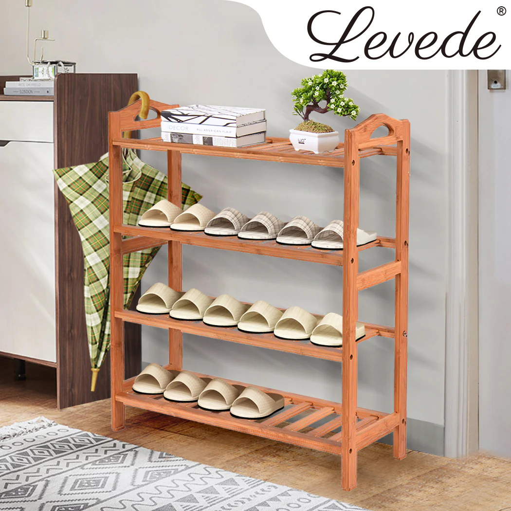Levede Bamboo Shoe Rack Storage Wooden - Nurns