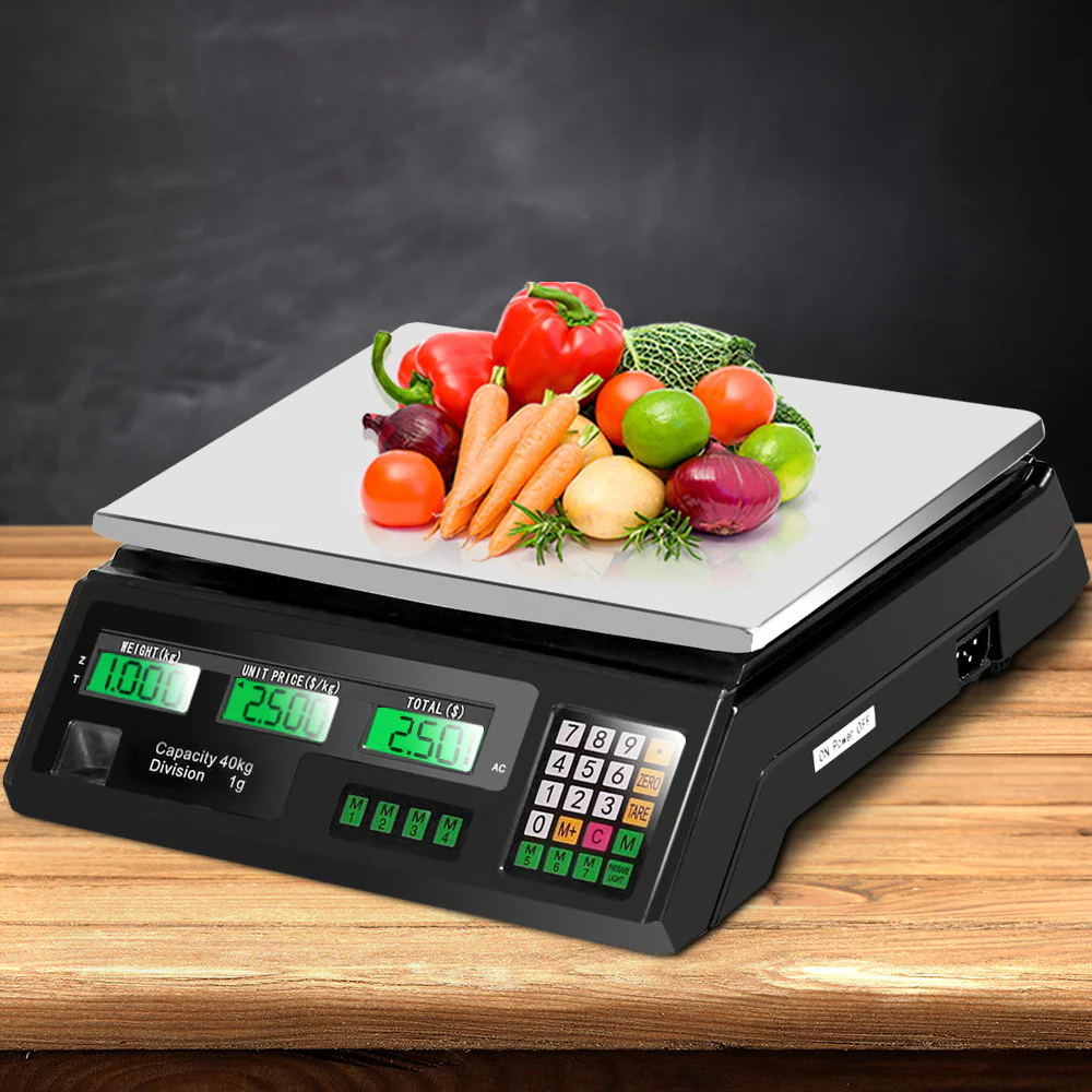 Scales Digital Kitchen 40KG Weighing Scales Platform Scales LCD - Black - Nurns
