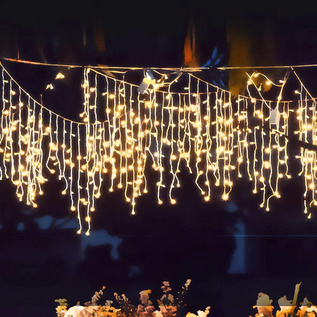 800 LED Curtain Fairy String Lights Wedding Outdoor Xmas Party Lights Warm White - Nurns