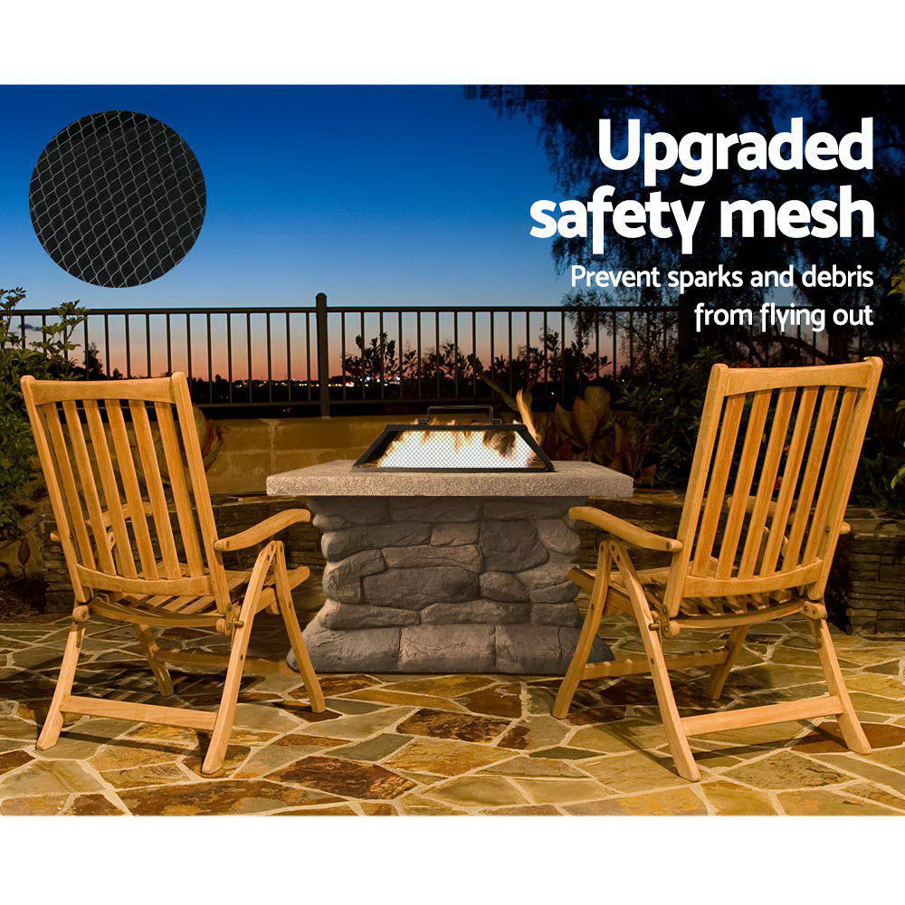 Fire Pit Outdoor Table Charcoal Garden Fireplace Backyard Firepit Heater - Nurns