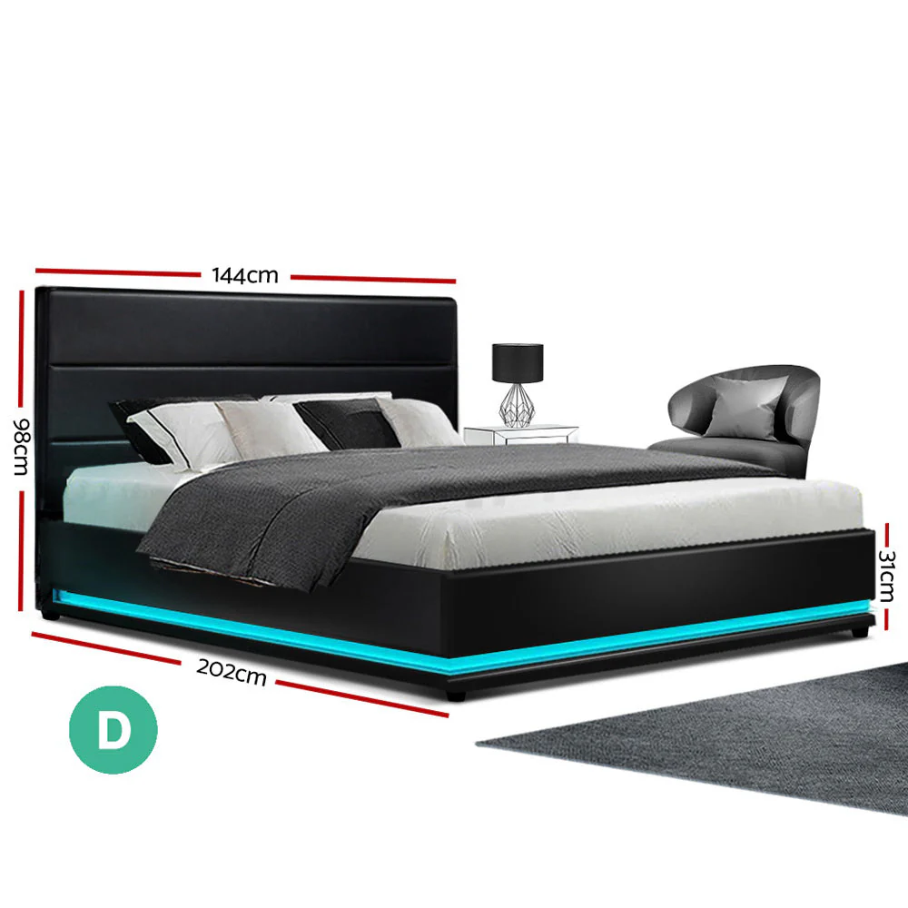 Venus Bed & Mattress Package with 22cm Mattress - Black Double - Nurns