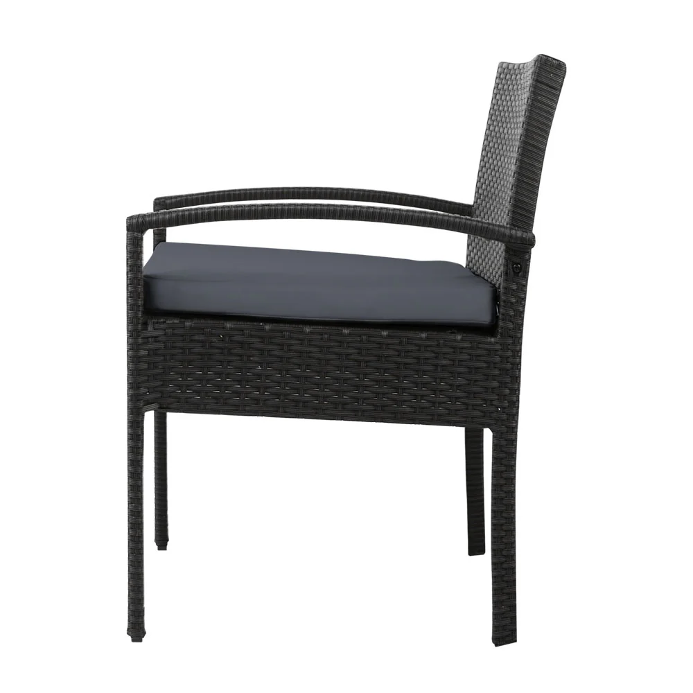 Mitchell Outdoor Dining Chairs Patio Furniture Rattan Lounge Chair Cushion - Black - Nurns