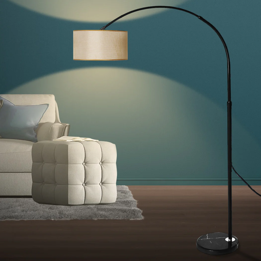 Modern LED Floor Lamp Reading Light Free Standing Height Adjustable Marble Base - Grey - Nurns