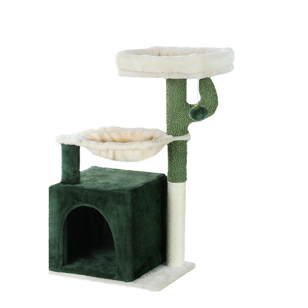 Cat Tree Tower Scratching Post Scratcher Wood Condo Bed Toys House 78cm - Green - Nurns