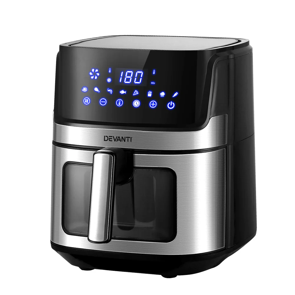 Devanti Air Fryer 6.5L LCD Fryers Clear Window - Nurns