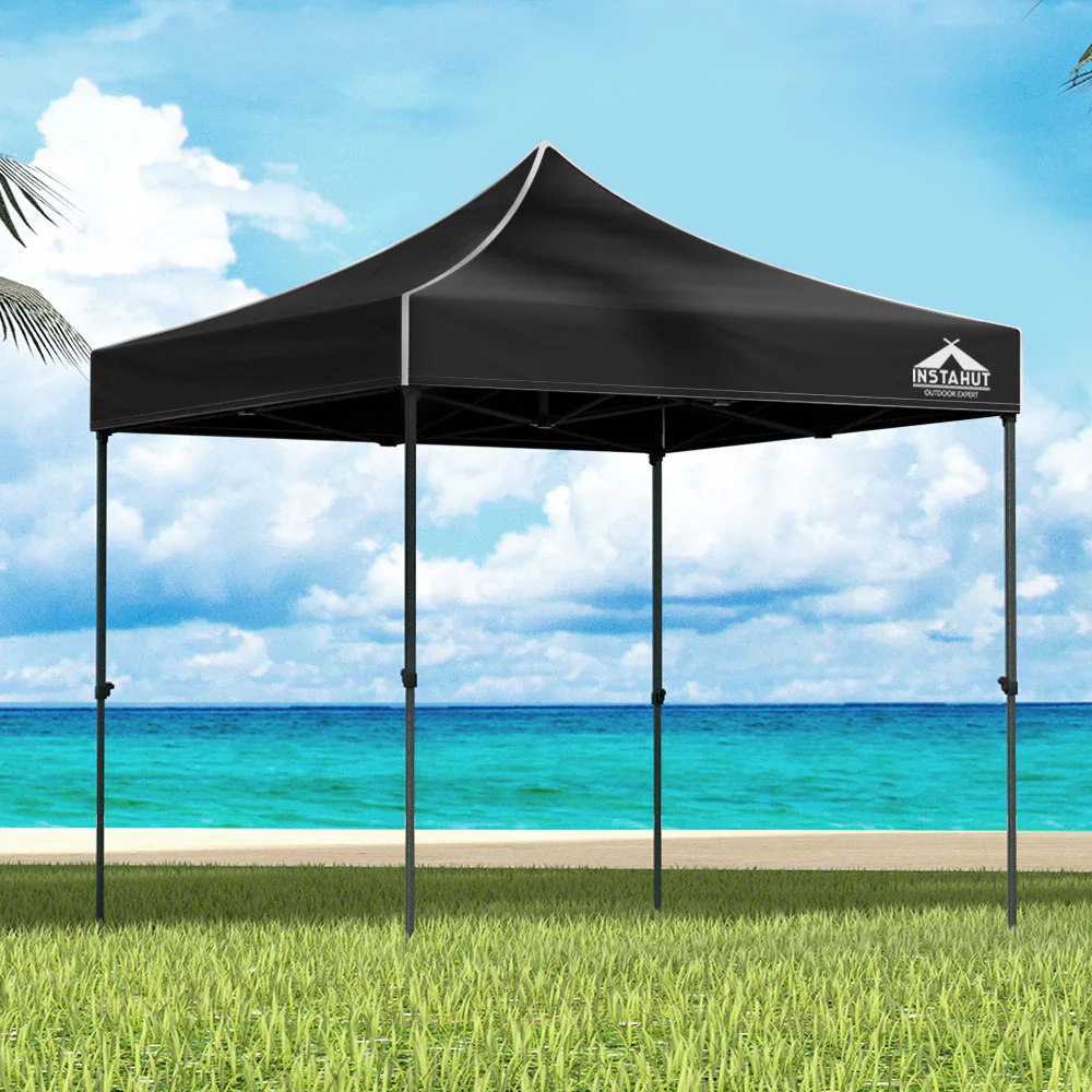 Instahut Gazebo Pop Up Marquee 3x3 Folding 500D Wedding Tent Base Pod Black - Nurns