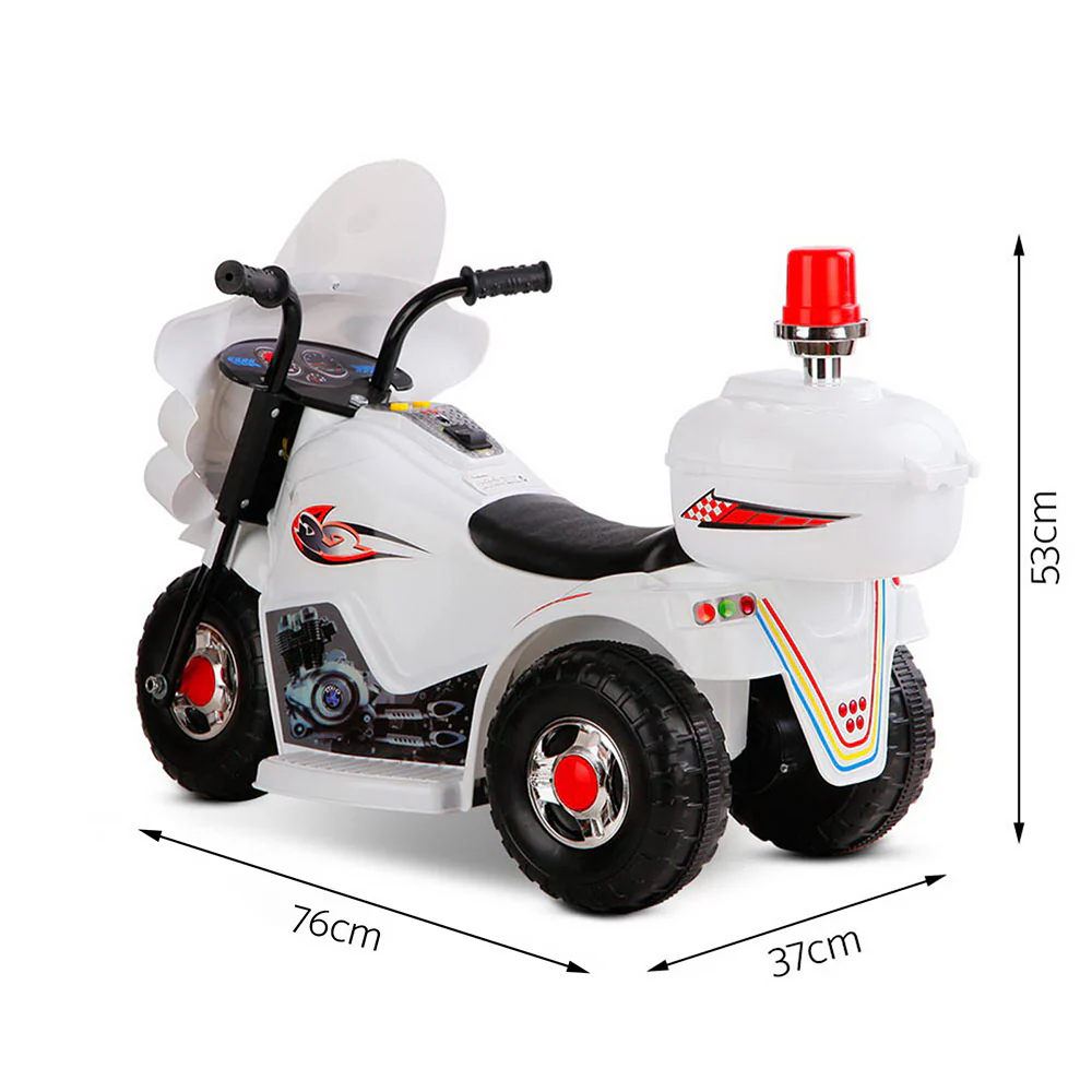 Kids Ride On Motorbike Motorcycle Car Toys - White - Nurns