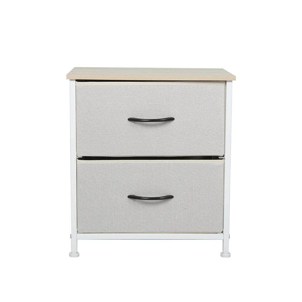 Waterloo Fabric Bedside Tables with 2 Drawers - Beige - Nurns