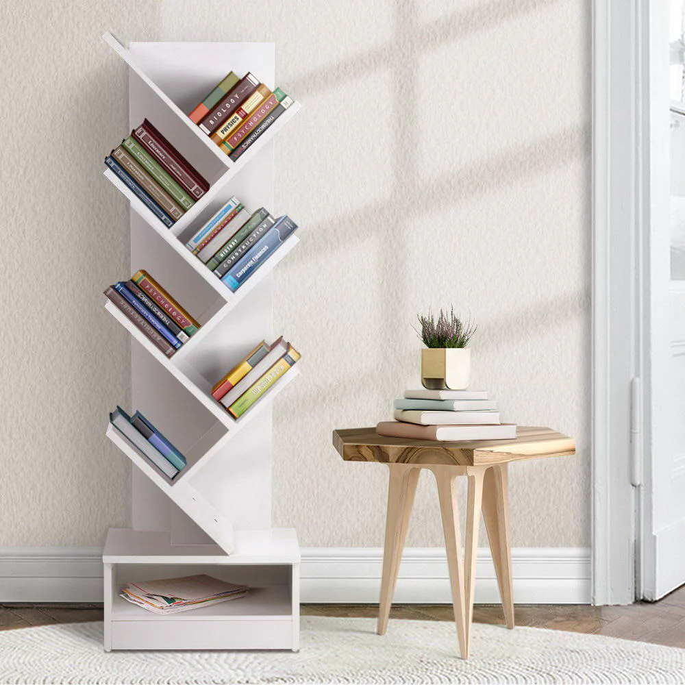 Artiss Tree Bookshelf 7 Tiers - Echo White - Nurns
