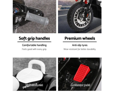 Kids Ride On Motorbike Motorcycle Toys - White - Nurns