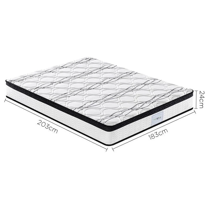 Kingston 24cm Thick Pillow Top Cool Foam Pocket Spring Medium Firm Mattress - King - Nurns
