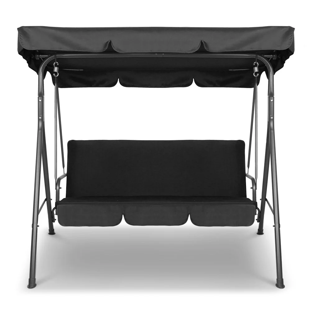 Lumin Outdoor Swing Chair Garden Chair Bench Furniture Canopy 3 Seater - Black - Nurns