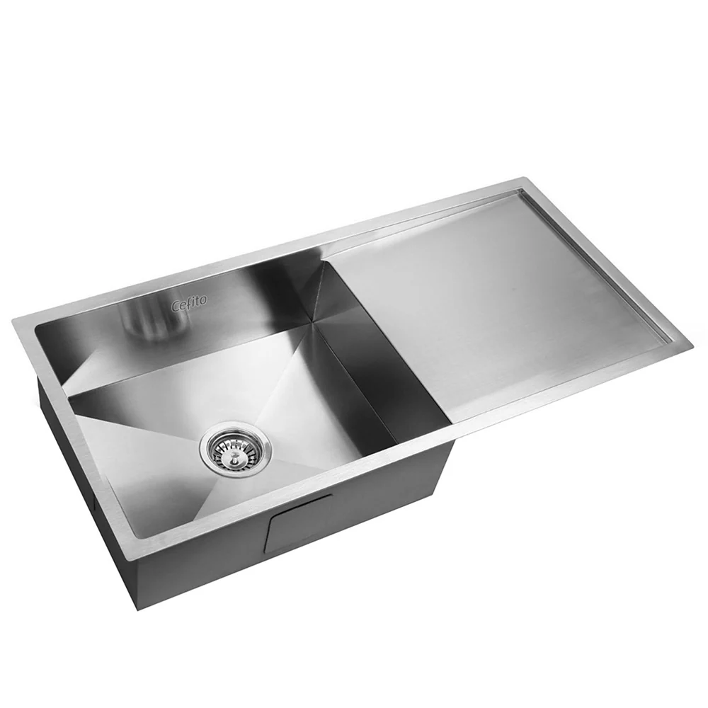 Cefito Kitchen Sink 96X45cm Stainless Steel Basin Single Bowl Silver - Nurns