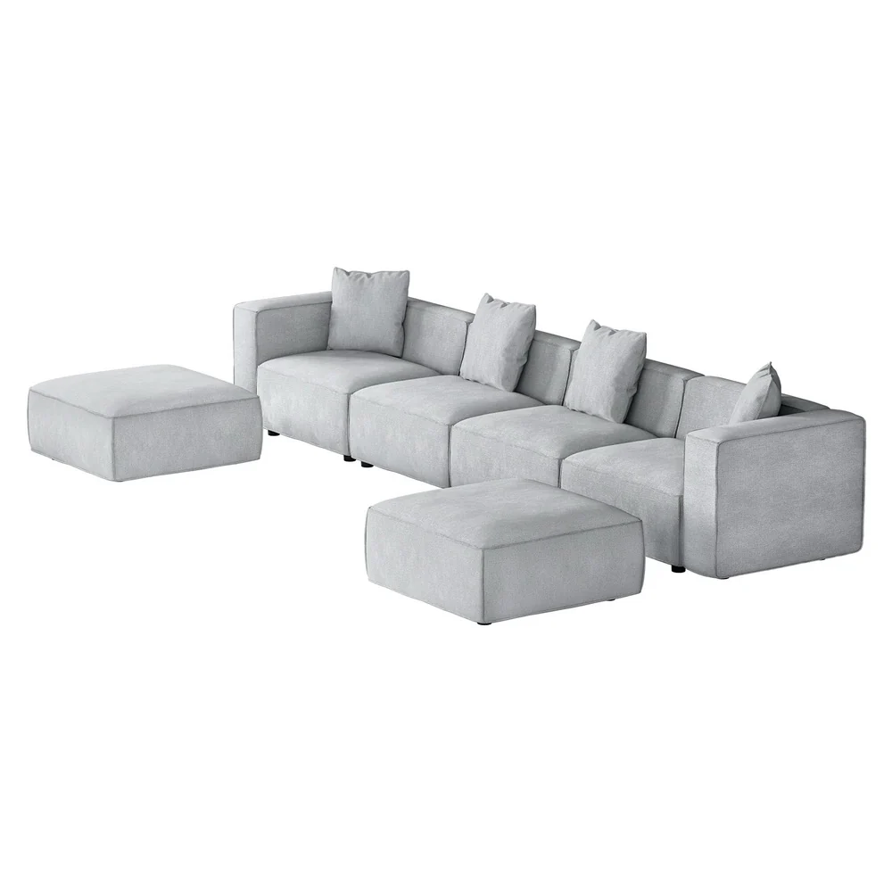 Mckenzie 6-Seater Modular Sofa Chaise Set - Grey - Nurns