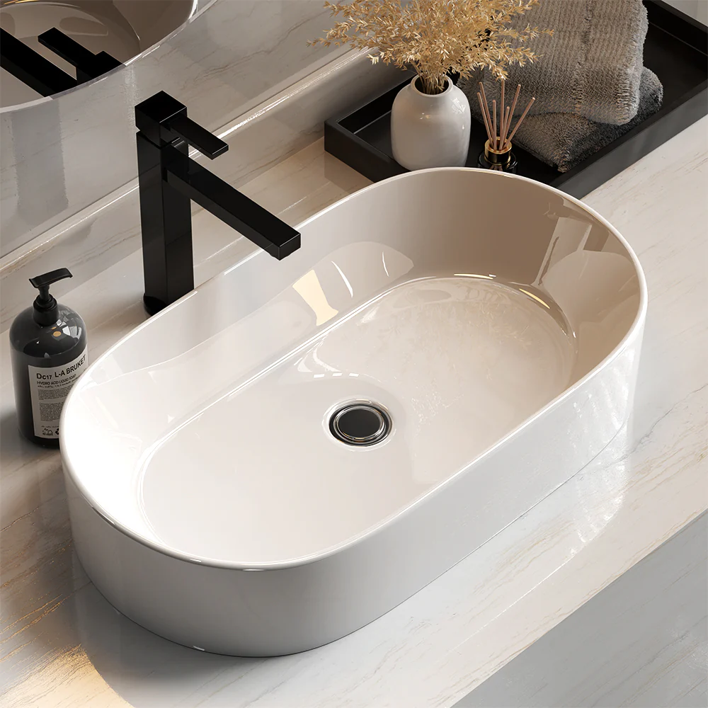 Bathroom Basin Ceramic Vanity Sink Hand Wash Bowl 52x31cm - Nurns