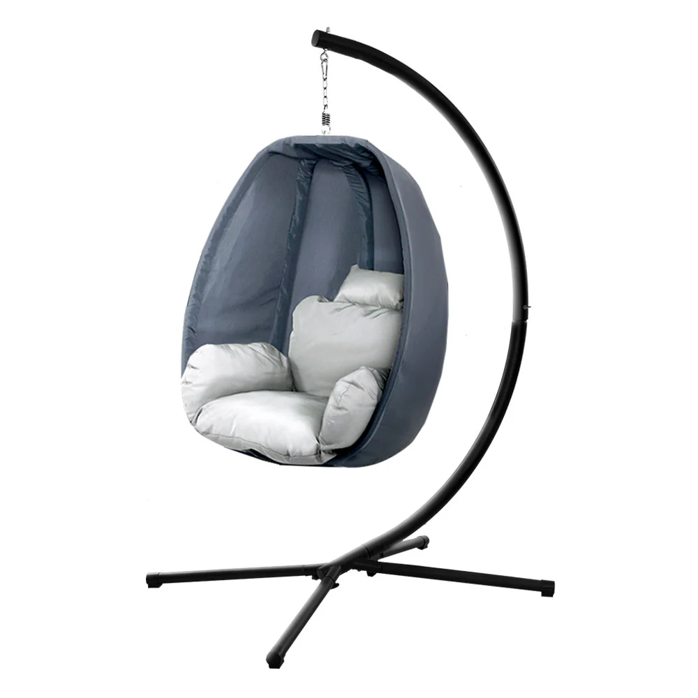 Connor Egg Swing Chair Single Hanging Pod with Stand - Grey - Nurns