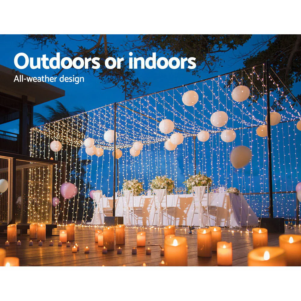 6X3M Christmas Lights Curtain Light 600 LED - Warm White - Nurns