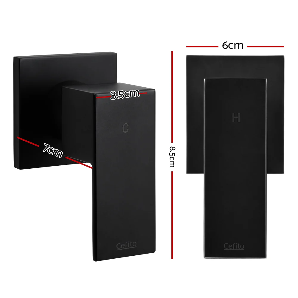 Shower Twins Tap Wall Bath Taps Brass Hot Cold Basin Bathroom Black - Nurns